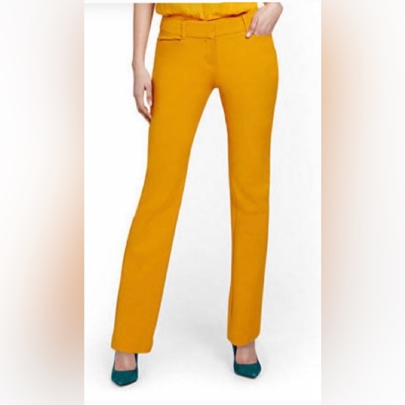 Mustard Yellow Straight Leg Pant Stretch Office-wear Never worn Sz. 2 - Picture 3 of 8